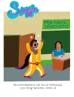 a cartoon of a man in a superhero costume standing in front of a sign that says mijn grote inspiratie