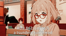rule 862 logan is a tsundere confirmed is displayed on a poster
