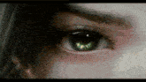 a close up of a person 's green eye