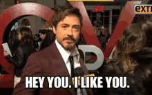 Hey You. I Like You. GIF - Rdj Robert Downey Jr I Like You GIFs