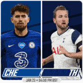 two soccer players one from chelsea and the other from tottenham