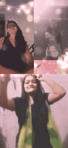 a collage of three pictures of a woman 's face