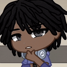 a drawing of a boy with dreadlocks and headphones on his neck