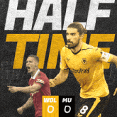 two soccer players one in a yellow jersey with stropay on it