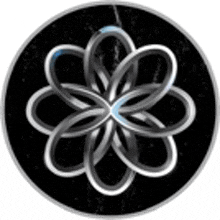 a black and white circle with a flower in the middle of it .