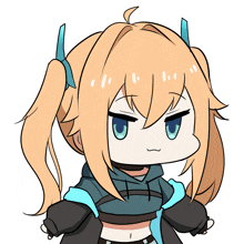 a drawing of a girl with pigtails and a hoodie