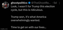 a screenshot of a twitter post by ghost politics