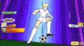 a cartoon of a soccer player kicking a soccer ball