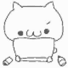 a black and white drawing of a cat with a sign that says ok .