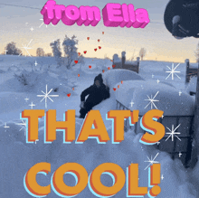 a poster that says from ella that 's cool with a person in the snow