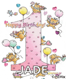 a happy birthday card with the name jade on it