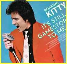 a man singing into a microphone with the title roaring kitty it 's still gamestop to me