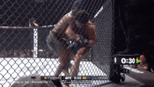 two men are fighting in a cage with a timer that says 0:30