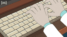a cartoon of a person typing on a keyboard with the words [ as ] above