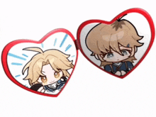 two hearts with a picture of a boy in them