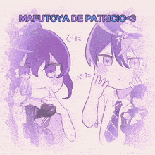 a purple poster with the words mafutoya de patricio < 3 on top