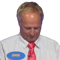 a man wearing a name tag with jordi on it