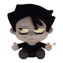 a stuffed toy has a cigarette in his hand