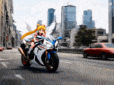 a picture of a girl riding a motorcycle with pixverse ai written on the bottom right corner