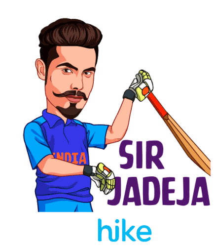Sir Jadeja Swinging Bat Sticker - Sir Jadeja Swinging Bat Cricket Bat Stickers