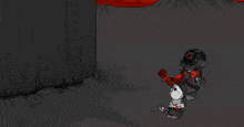 a cartoon of a man holding a gun in front of a bunch of zombies