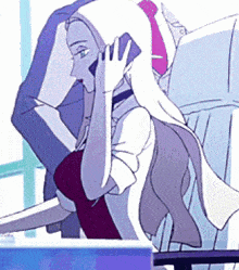 a cartoon drawing of a woman talking on a phone