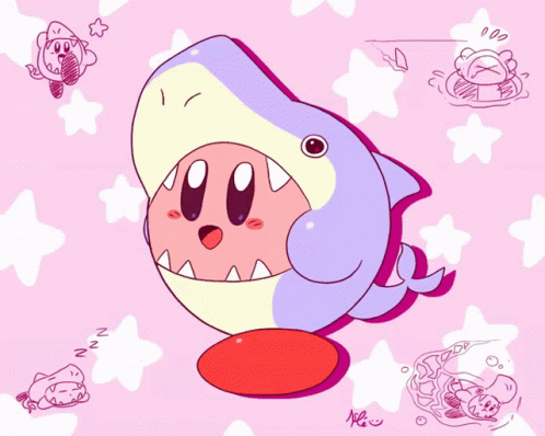 Shark Cute GIF - Shark Cute Kirby - Discover & Share GIFs