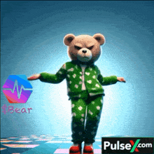 a pulse.com ad with a teddy bear dancing