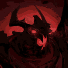 a drawing of a demon with horns and a red background