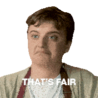a man making a funny face with the words that 's fair below him