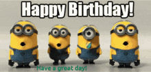 Minions Happy Birthday GIF - Minions Happy Birthday Have A Gread Day GIFs