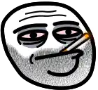 a cartoon face with a beard and a cigarette in his mouth .
