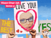 a sign that says vixen cher-ish loves you