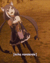 a picture of a girl with a cat ear and the words mika nonsense written below her