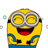 a cartoon of a minion wearing goggles and a blue shirt