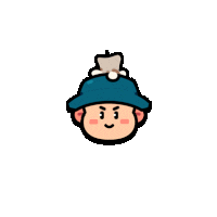 a cartoon character holding a knife and a bag of green gems