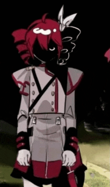 a drawing of a person with a red hair and a black face