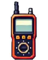 a pixel art drawing of a walkie talkie with buttons