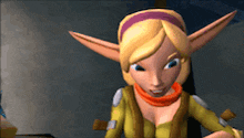 a cartoon elf with blonde hair and blue eyes