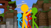 a group of stick figures are standing next to each other