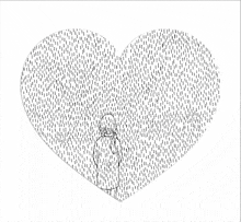 a black and white drawing of a heart made of dots and lines .