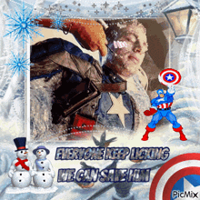 an animated picture of captain america with the caption everyone keep looking we can save him