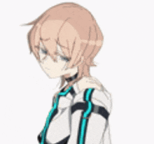 a drawing of a girl wearing a striped shirt and a harness .