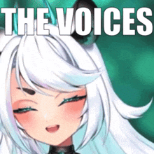 a picture of a girl with the words " the voices " written above her