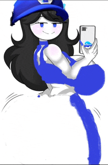 a drawing of a girl taking a selfie with a phone
