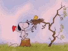 恋　こい　スヌーピー　すぬーぴー　ウッドストック GIF - Snoopy Woodstock Heart GIFs