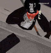 a picture of a gorilla holding a gun with pixverse.ai on the bottom right