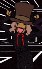 a cartoon character with a top hat and bow tie