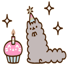 pusheen birthday cupcake candle happy