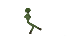 a stick figure of a soldier wearing a helmet and carrying a gun